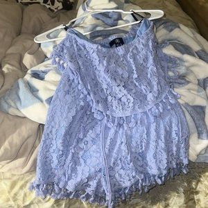 Off the shoulder tassel romper